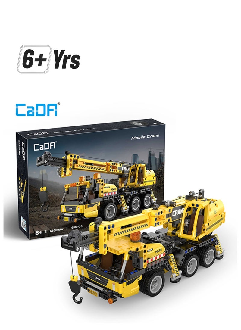 CaDA CaDA Car Toy Building Blocks Yellow Mobile Crane C65005W 658pcs for +8 Years old  - Image 1