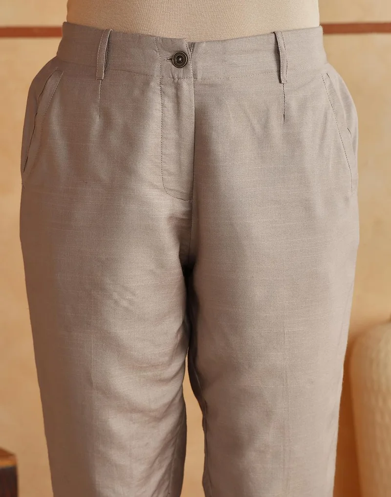 Fabindia  Beige Viscose Silk Slim Fit Formal Kosi Pant for Women | Best Price UAE
