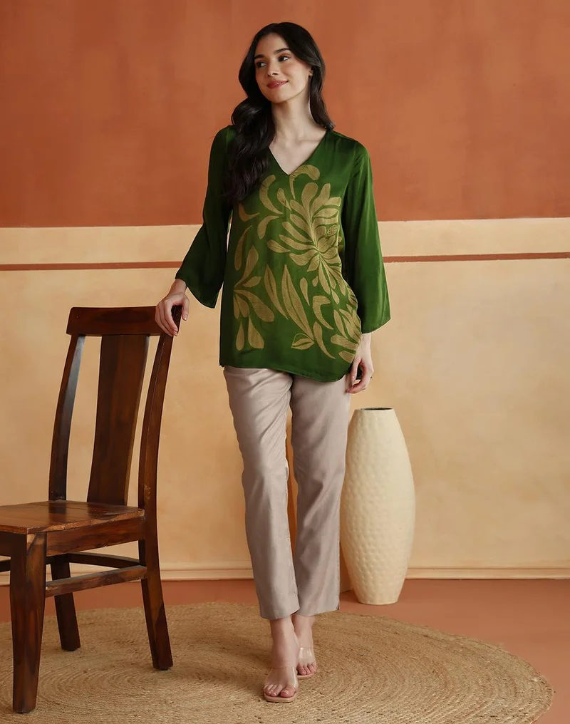 Fabindia  Beige Viscose Silk Slim Fit Formal Kosi Pant for Women | Best Price UAE