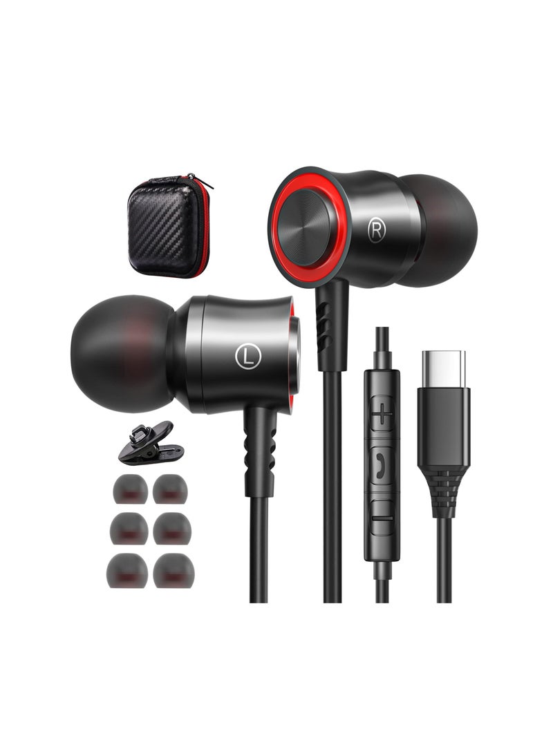 Captaintech USB C Headphones Compatible with Samsung Galaxy S23 S22 S21 S20 FE, 5G in-Ear Headphones with Microphone, Noise Isolation Wired Earbuds, Stereo USB Type C Headphone Earphones, for Pixel 7 Pro 6a - Image 1