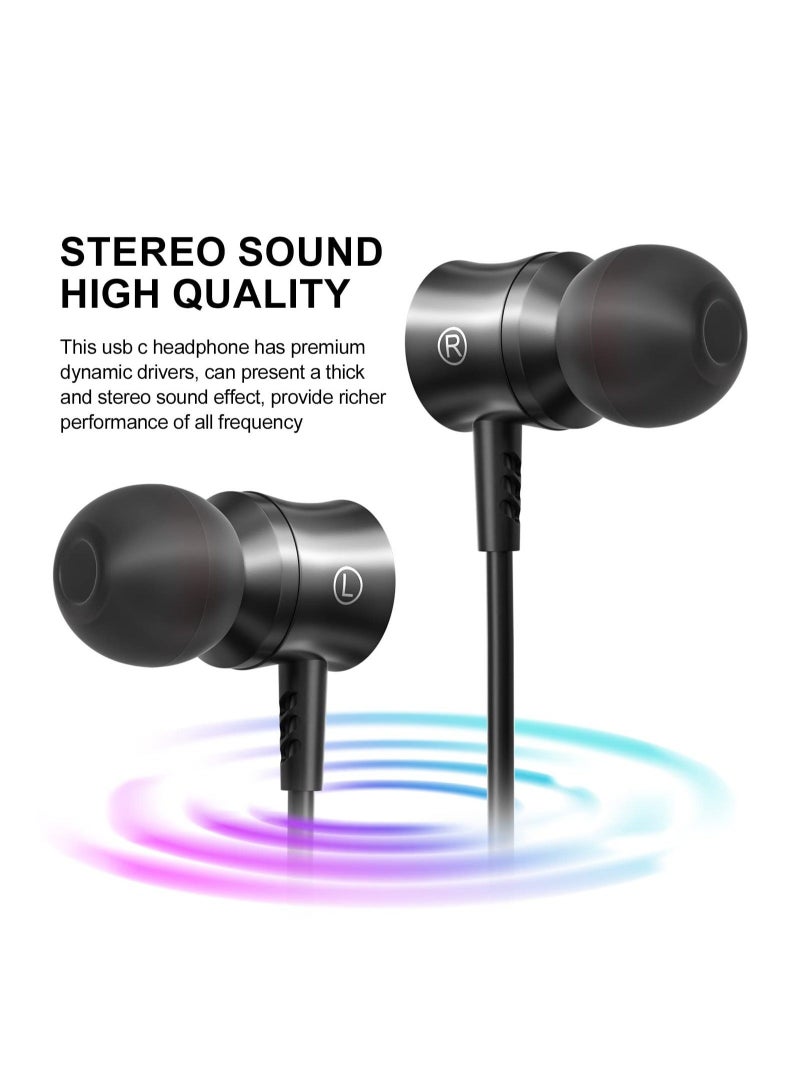 Captaintech USB C Headphones Compatible with Samsung Galaxy S23 S22 S21 S20 FE, 5G in-Ear Headphones with Microphone, Noise Isolation Wired Earbuds, Stereo USB Type C Headphone Earphones, for Pixel 7 Pro 6a - Image 2