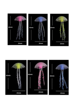 OASIS-TH Artificial Jellyfish, 6 Pcs Glowing Effect Jellyfish Aquarium Ornaments, Colorful  Silicone Emulation Jellyfish Supplies Floating Jelly Fish Decoration, for Fish Tank  - Image 2
