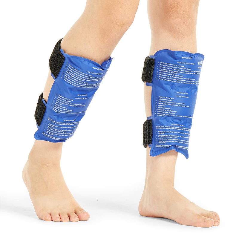 BODYPROX Shin Splint Ice Pack 2 Pack Reusable Cold and Hot Wrap for Shin Splints Pain Relief Flexible Ice Pack for Runners