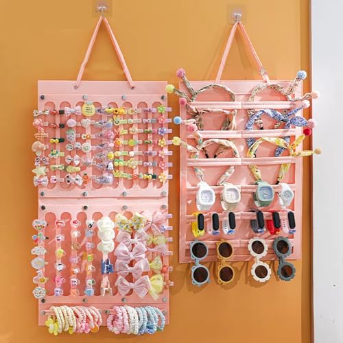 Aiqriwv 2 Pack Hair Bows HolderHair Clips Storage Hanger Large CapacityHair Bows Organizer Wall Hanging for Girl RoomHair Accessories OrganizerPink - Image 1