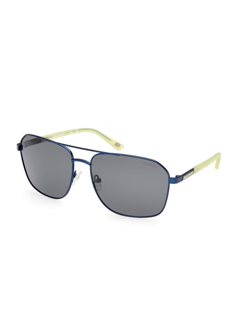 SKECHERS Men's Polarized Navigator Shape Metal Sunglasses SE636691D65 - Lens Size: 65 Mm - Matte Blue - Image 1