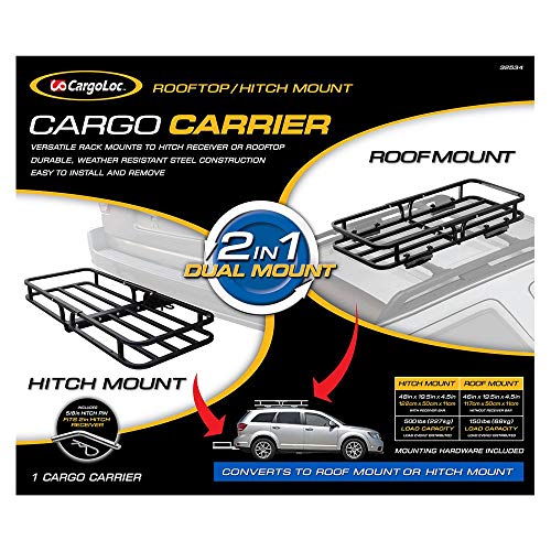 CargoLoc 2-in-1 Hitch Mount and Roof Top Cargo Carrier, 48 x 19.5 - Image 4