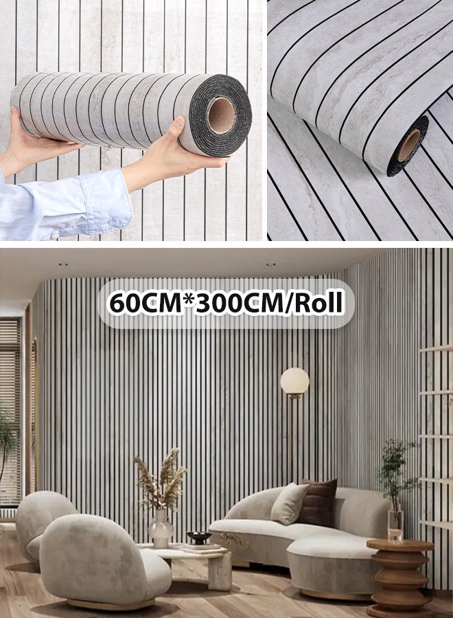 NOAEOU Self-Adhesive Thickened 3D Wallpaper - 60cm x 300cm 1Roll Waterproof PVC Marble Pattern Texture Moisture Proof Sound Insulation Wall Panels, Wallpaper Sticker Wallboard for Home Decor, Living Room, Bedroom, TV Background (N557-8A) - Image 1