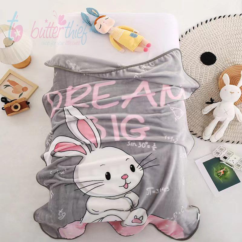Butterthief Light Weight Cartoon Printed Blanket 100 x140 cm, 0-5 Years Soft Flannel for All Seasons Reversible Baby Blanket for Kids Toddlers New Born Boys & Girls - Image 1