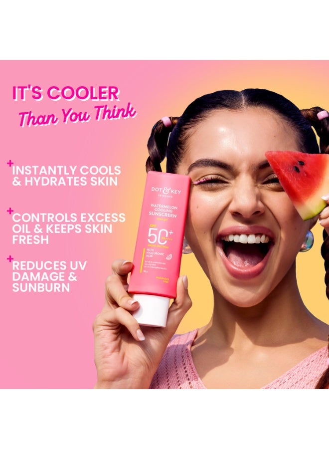 دوت آند كي واقي شمس منعش بالبطيخ وحمض الهيالورونيك من دوت آند كي بعامل حماية SPF 50 PA+++ | مناسب للبشرة الدهنية والعادية والمختلطة | حماية من الأشعة فوق البنفسجية والضوء الأزرق | خفيف الوزن | لا يترك آثارًا بيضاء | عبوة مزدوجة (عبوتان، 50 جرام لكل منهما) - Image 3