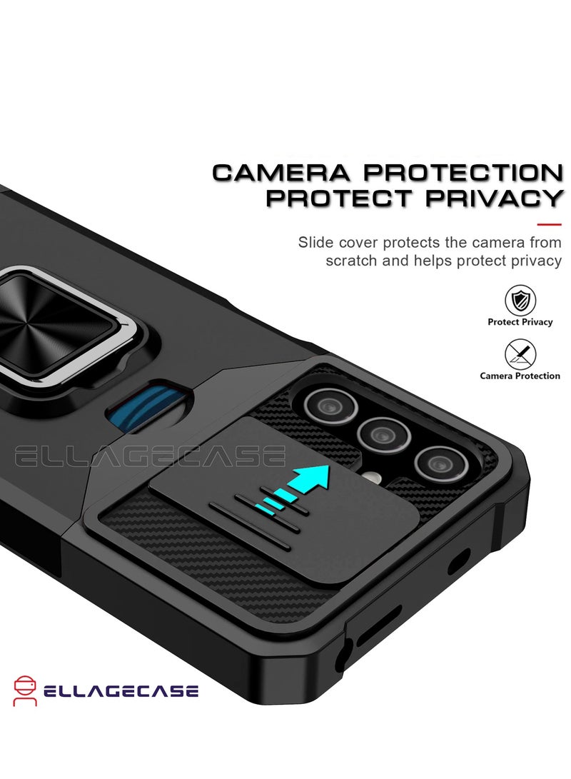 ELLAGECASE حافظة مقاومة للصدمات مع فتحة بطاقة، قاعدة وحماية كاميرا قوية لهاتف سامسونج جالاكسي S23 FE – تشمل لوحة معدنية مخفية - Image 3