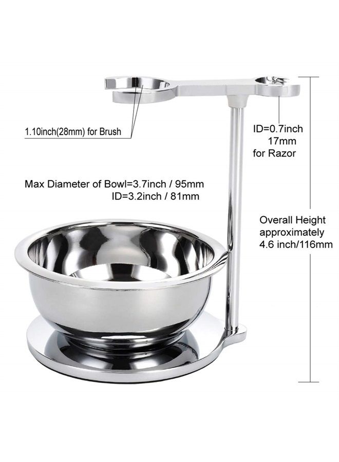PerPro Deluxe Stainless Shave Razor Stand + Shaving Soap Bowl with Shaving Brush,Compatible with Gillette Fusion and Mach 3,Double Edge Safety Razor,Cartridge Razor - Image 3