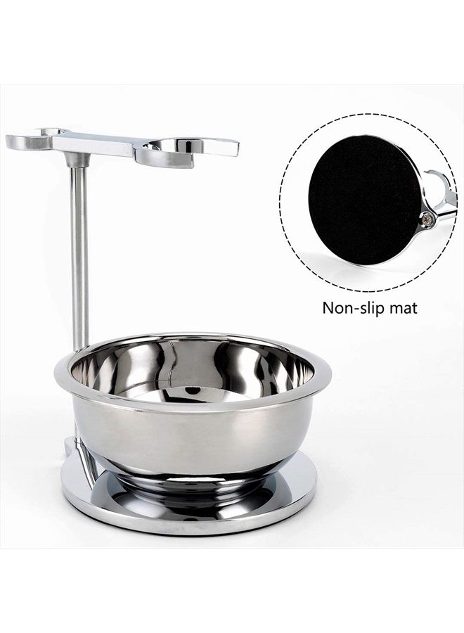 PerPro Deluxe Stainless Shave Razor Stand + Shaving Soap Bowl with Shaving Brush,Compatible with Gillette Fusion and Mach 3,Double Edge Safety Razor,Cartridge Razor - Image 5