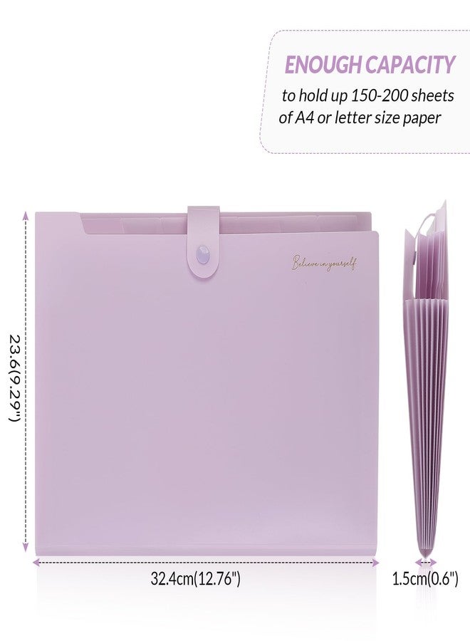 SKYDUE Expanding File Folder, Accordion File Organizer with 8 Pocket & Inner Card Pocket, Expandable Document Paper Receipt Holder for School Office Hospital, Letter/A4 Size Purple - Image 4