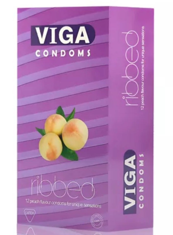 فيجا واقيات ذكرية ١٢ واقيًا ذكريًا بنكهة الخوخ لأحاسيس فريدة