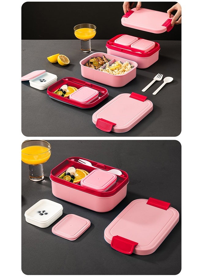 Occuwzz - 2 Layer Lunch Box - Large Capacity, Portable, Leak-Proof, Microwaveable, Suitable for Children and Office Workers (Pink) - Image 1