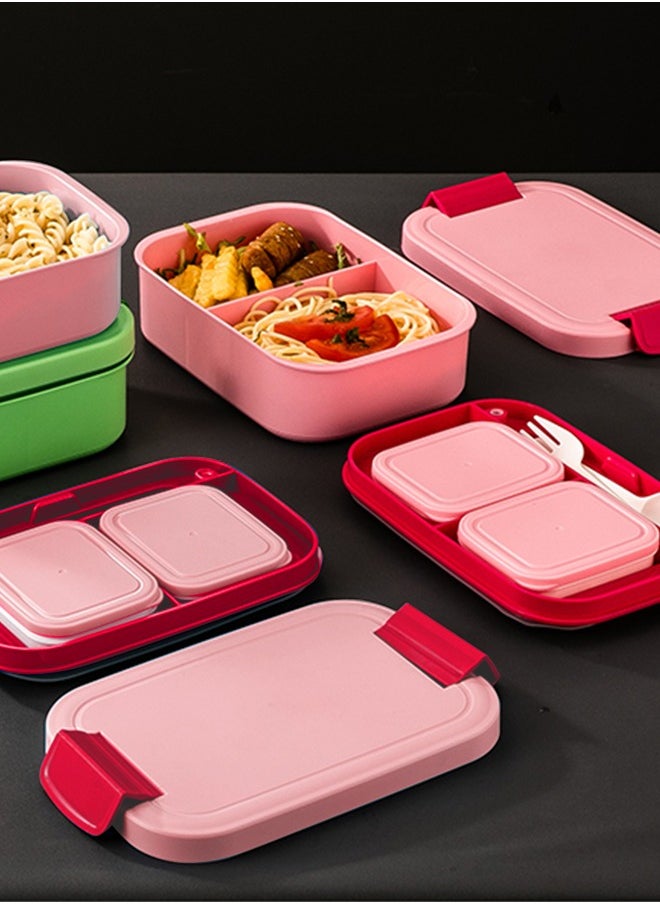 Occuwzz - 2 Layer Lunch Box - Large Capacity, Portable, Leak-Proof, Microwaveable, Suitable for Children and Office Workers (Pink) - Image 1