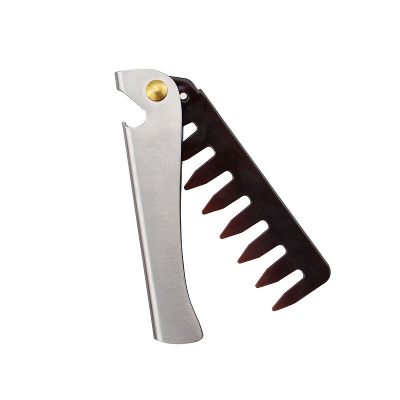 Vintage Barber Folding Comb Stainless Steel Amber large wide tooth folding comb Amber large wide tooth folding comb