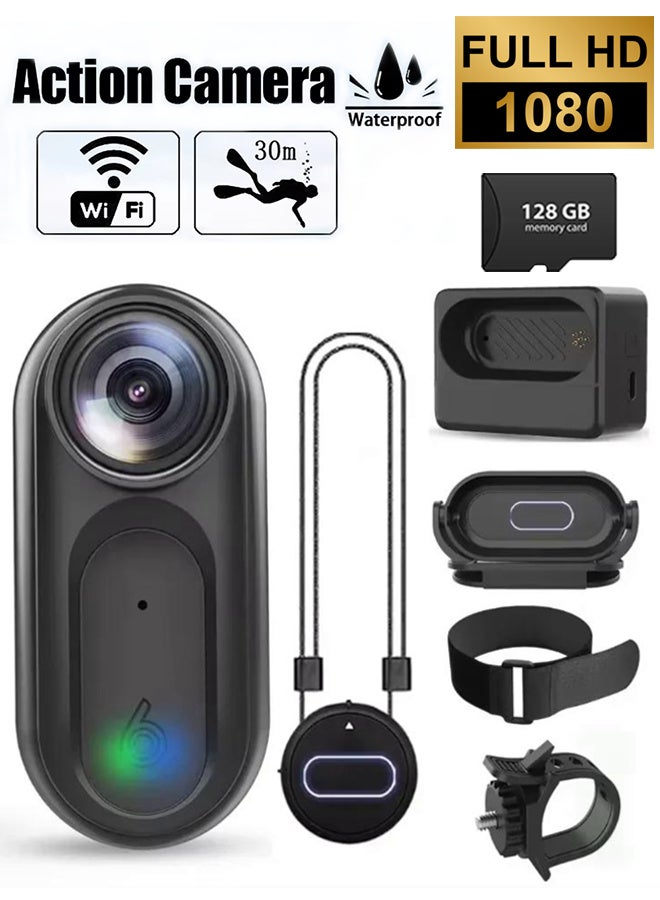 Generic Mini Body Camera 1080P, IPX7 Waterproof, 128GB Storage, 2500mAh Charging Case, Magnetic Lanyard,Auto Loop Recording Body Worn Camera for Pets, Travel, Work, Water Sports, Outdoor Adventures(Black) - Image 2