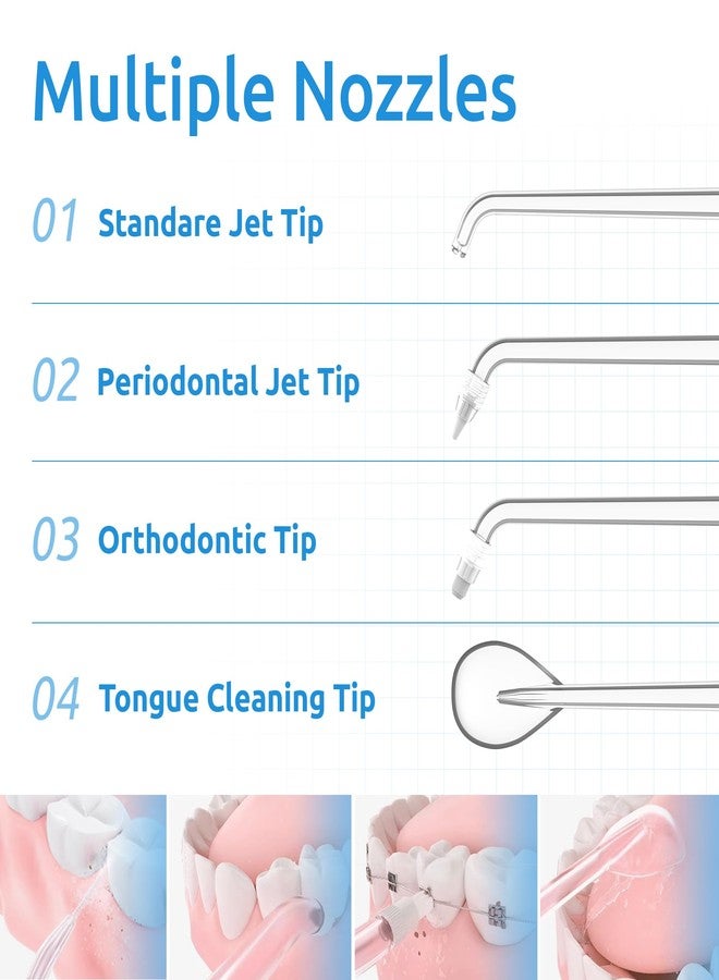 SYNHOPE Water Flosser [Dental Cordless Portable] 6 Modes & IPX7 Waterproof Rechargeable Oral Irrigator Water Teeth Cleaner Floss Pick, Home Use WaterFlossers for Braces Bridges/Gum Care (White) - Image 4