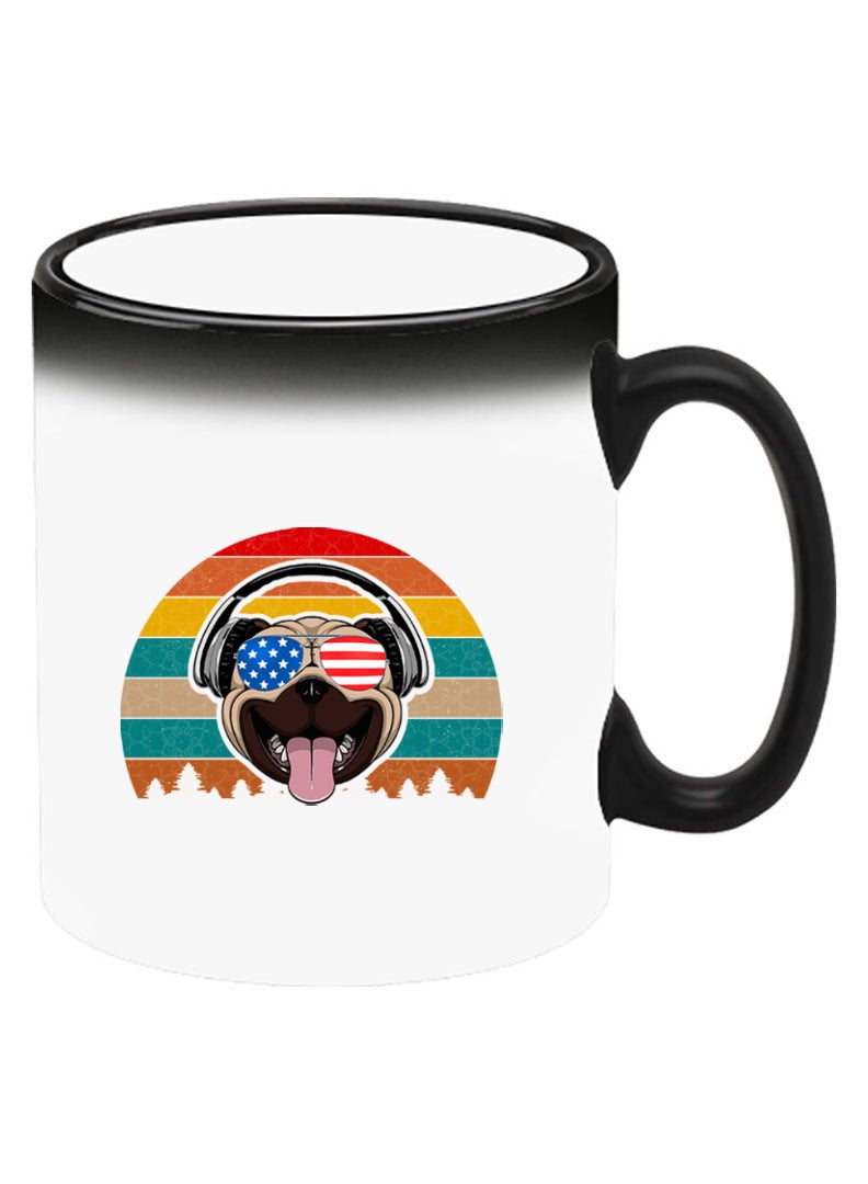 Theodor Color Changing Heat Sensitive Ceramic Mug, Image Revealed When HOT Liquid is Added! pug with headphones - Image 2
