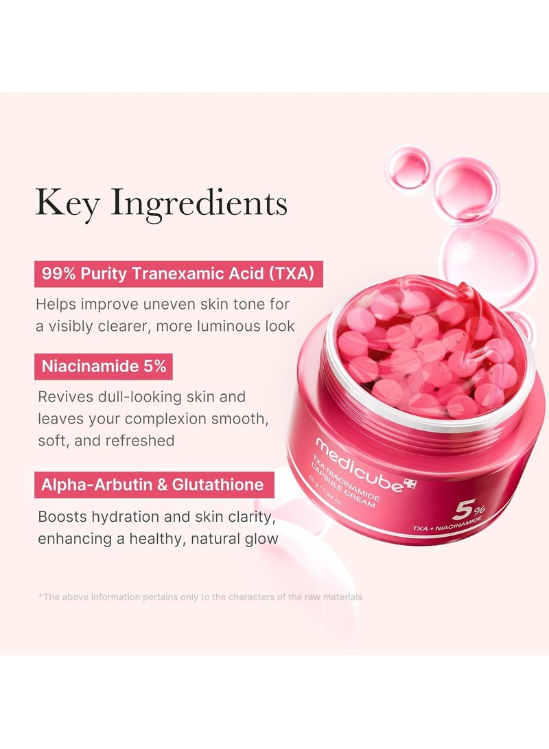 Medicube Medicube Txa Niacinamide Capsule Cream 55g | for After Spot Care Use | Ultimate Dual Radiance Moisturizer | Uneven Skin Tone, Texture, Hydration l 99% Pure Tranexamic Acid & Niacinamide | Korean Skincare  - Image 3