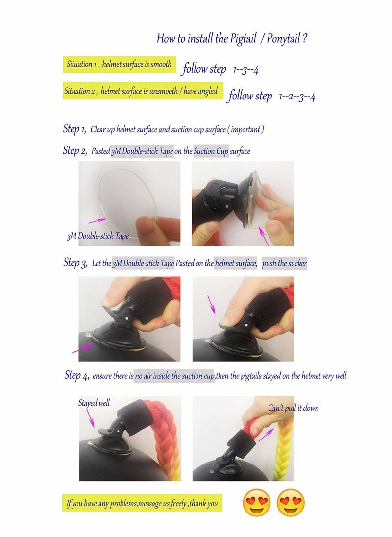 Excefore ضفائر الخوذة، ملحقات زخرفة الخوذة، زخرفة شعر خوذة غير لامعة لدراجات الدراجات النارية والزلاجات قطعتين  - Image 5