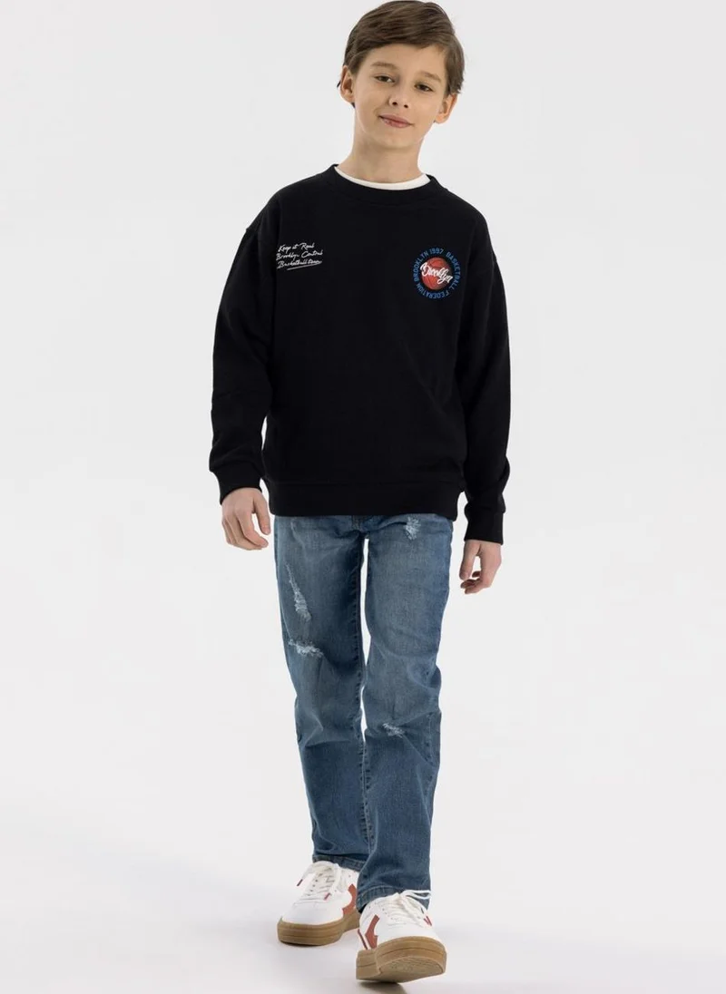 مينوتي Kids Boys  Denim Ripped Straight Leg Jeans