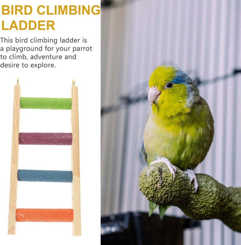 SHINEOFI Parrot Climbing and Hamster Ladder Wooden Chew Stair with 4 Steps for Small Animals Bird Cage Accessory - Image 4
