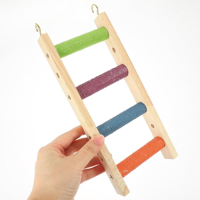 SHINEOFI Parrot Climbing and Hamster Ladder Wooden Chew Stair with 4 Steps for Small Animals Bird Cage Accessory - Image 5