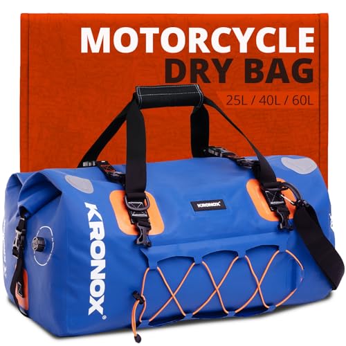 KRONOX Motorcycle Duffel Bag Waterproof 40L Blue Durable Motorcycle Luggage Saddle Bags Back Seat Dry Bag for Travel Commute Dirt Bike Gear - Image 1