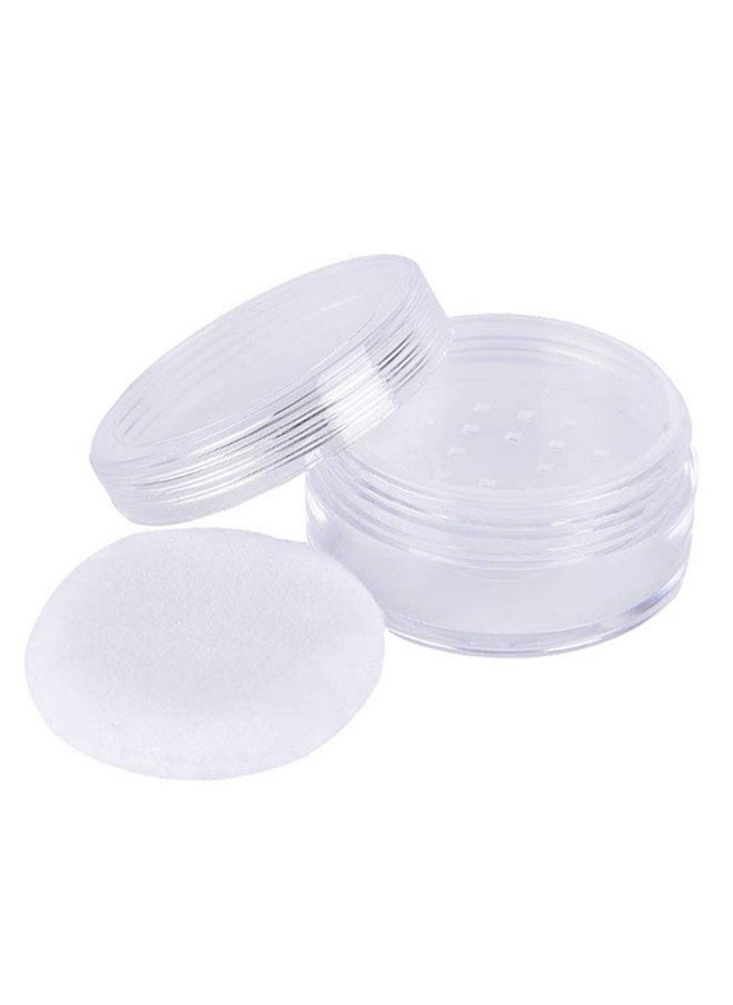 Teensery - 2 Pcs 50G Empty Loose Powder Case Transparent Face Powder Box Refillable Makeup Cosmetic Powder Container With Powder Puff Sifter And Lid - Image 1