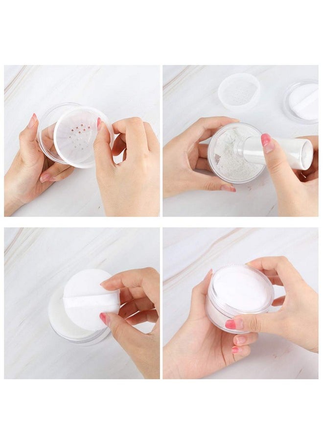 Teensery - 2 Pcs 50G Empty Loose Powder Case Transparent Face Powder Box Refillable Makeup Cosmetic Powder Container With Powder Puff Sifter And Lid - Image 1