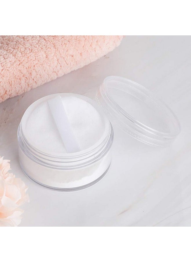 Teensery - 2 Pcs 50G Empty Loose Powder Case Transparent Face Powder Box Refillable Makeup Cosmetic Powder Container With Powder Puff Sifter And Lid - Image 1