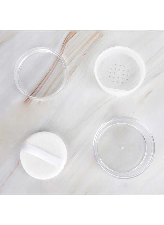 Teensery - 2 Pcs 50G Empty Loose Powder Case Transparent Face Powder Box Refillable Makeup Cosmetic Powder Container With Powder Puff Sifter And Lid - Image 1