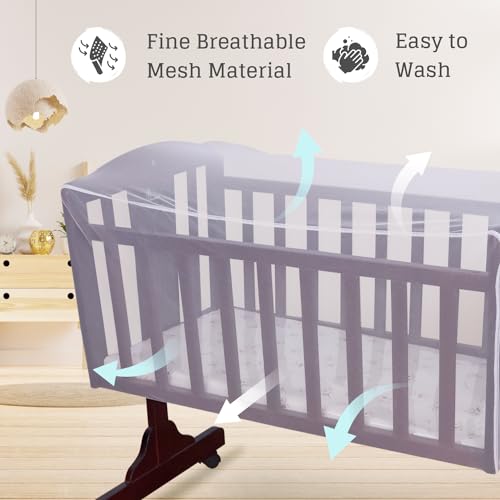 R for Rabbit Dream TIme Cradle Mosquito Net, Easily Attach and Detach Washable Cradle Mosquito Net - White - Image 2
