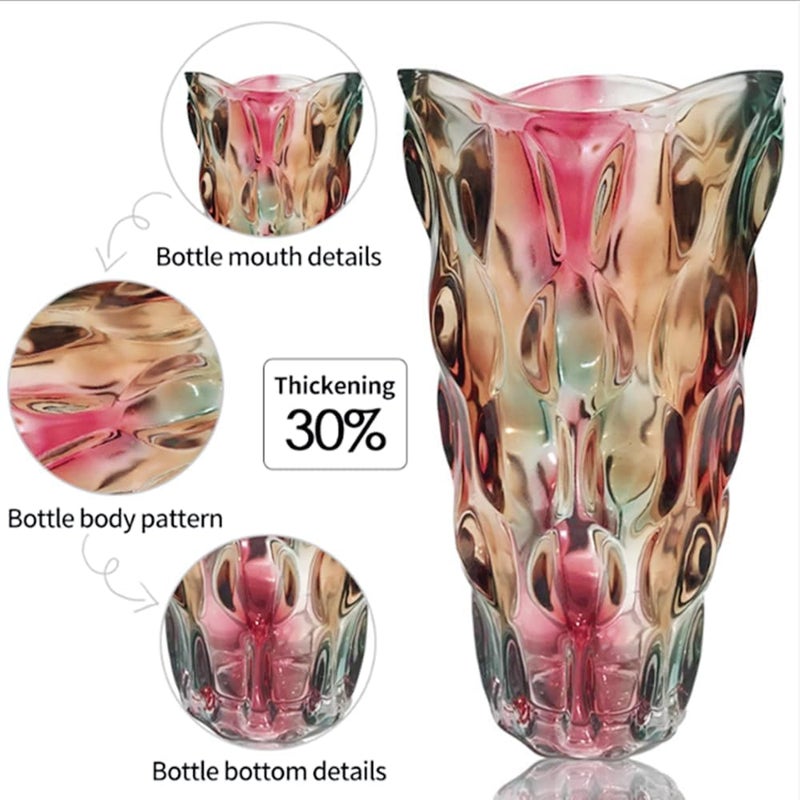 Eastern Rock Heavy Flower Glass Vase Thickened 3.5lb 9.5inch Sparkle vase Bohemian Style, for Centerpieces,Kitchen,Office, Wedding,Perfect Home Decor Glass Vase (Purple Light) - Image 2