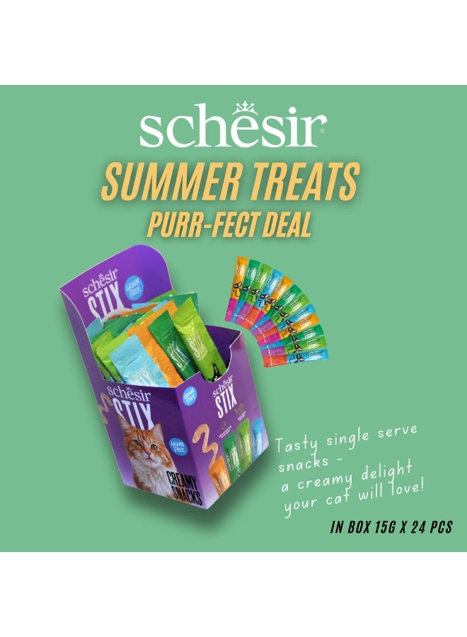 Schesir Summer Treat-Stix Mix Flavour [Chicken, Duck, Salmon & Tuna]-15g x 24pcs - Image 4