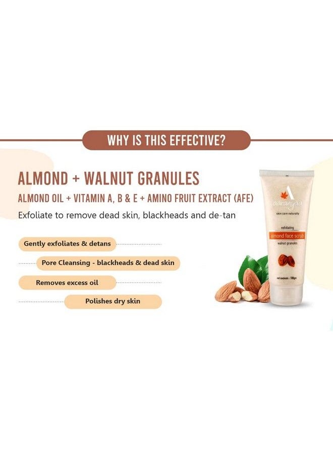 Aaranyaa - Face Scrub With Almond & Walnut (100Gm) ; Exfoliate Scrub ; Blackhead Whitehead Dead Skin Remover Detan ; Face Scrub For Women & Men - Image 1
