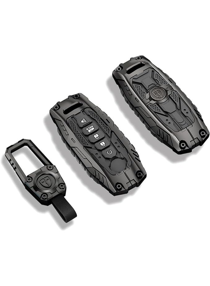 Heavy Metal Key Fob Cover Case with Keychain Protector Suitable Metal Keychainfor Keychain, Compatible with Nissan 2023 2024 2025 Pathfinder Rogue 5 Buttons Ect Key - Image 1