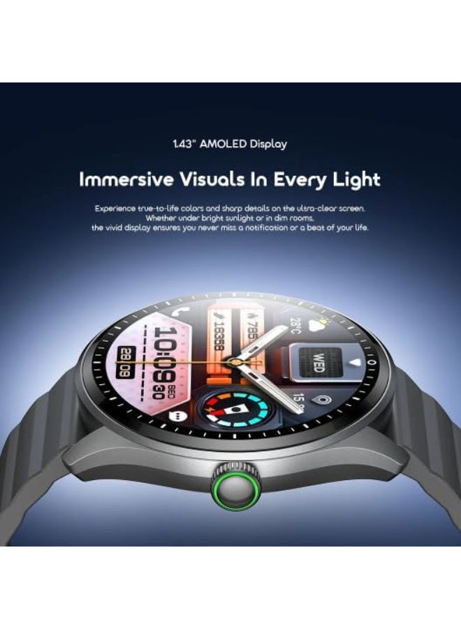Oraimo 300 mAh Watch Nova 2R Lite Smart Watch (OSW-824) - 1.43" AMOLED Display, Bluetooth Calling, 100+ Sports Modes, IP68 Waterproof, Heart Rate & SpO2 Tracker - Black Graphite Black black - Image 4