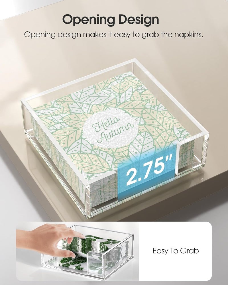 MaxGear Acrylic Napkin Holder for Table, Clear Guest Towel Holder, Beverage Buffet Paper Napkin Caddy for Bar, Party, Dinner, Kitchen & Dining Room, Bathroom, Perfect for 5.5 x 5.5 inches Napkins - Image 2