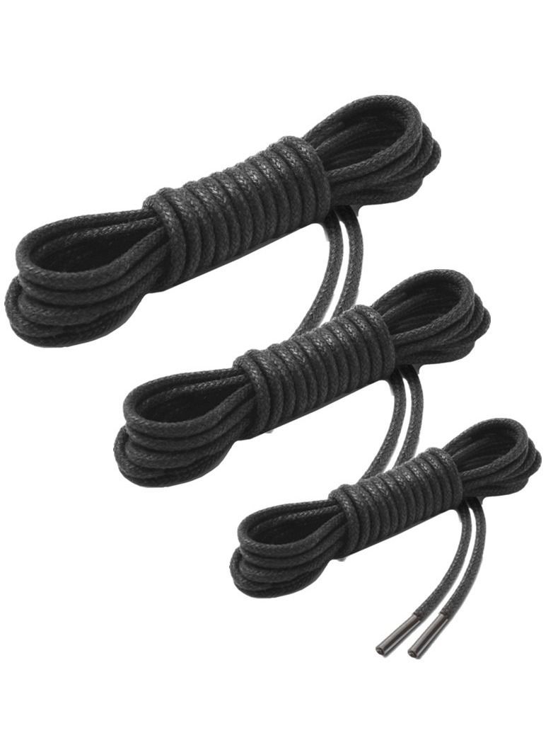 NIBEMINENT 3-Pairs Waxed Round Shoe Laces for Men Women Leather Shoes Winter Martin Boots Black - Image 1