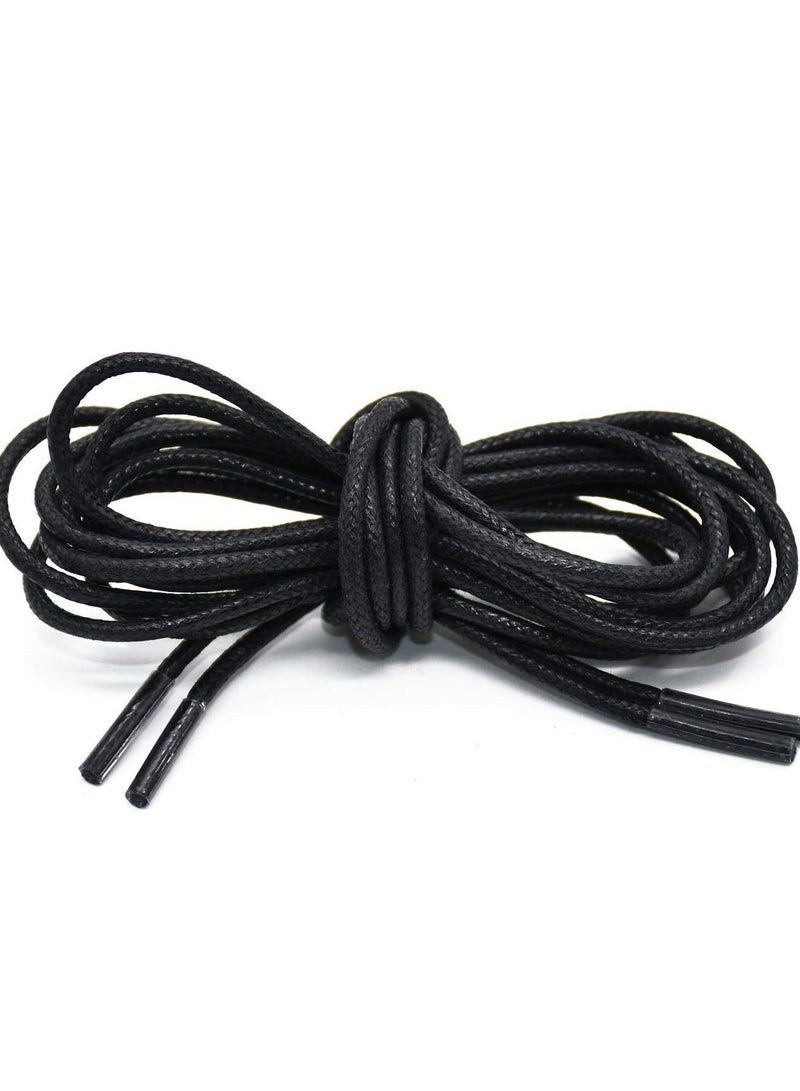 NIBEMINENT 3-Pairs Waxed Round Shoe Laces for Men Women Leather Shoes Winter Martin Boots Black - Image 3