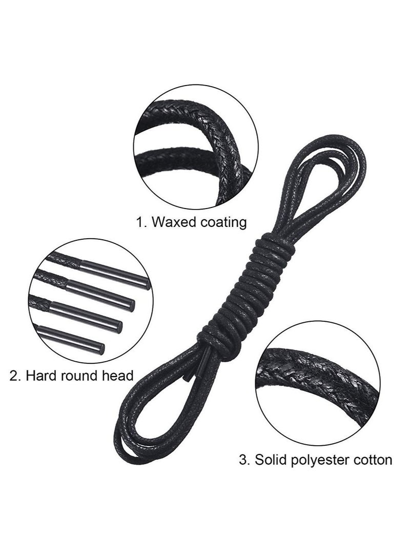NIBEMINENT 3-Pairs Waxed Round Shoe Laces for Men Women Leather Shoes Winter Martin Boots Black - Image 2
