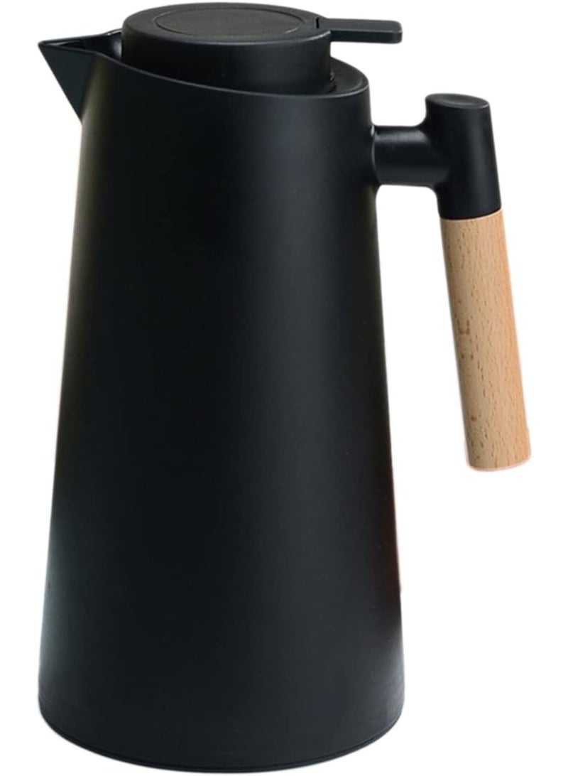 Thermal Coffee Carafe - 34oz / 1L Insulated Carafe with Wood-Style Handle - Image 1