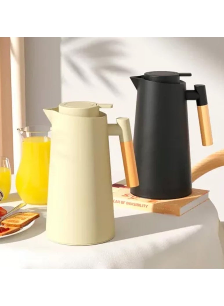 Thermal Coffee Carafe - 34oz / 1L Insulated Carafe with Wood-Style Handle - Image 2