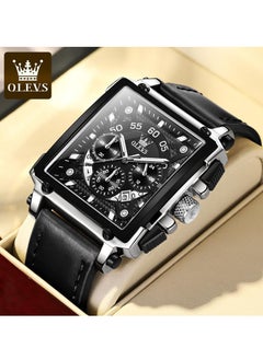 OLEVS OLEVS Men's Leather Multifunction Watch Quartz Classic Square Watch 9919  - Image 1