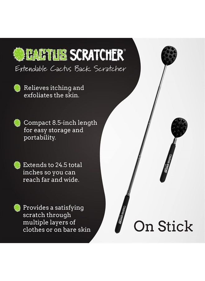 Extendable Cactus Back Scratcher, ABS Plastic, Relieves Itching on Back, Neck, Head, Beard, and Body, 16 Spikes per Side, 8.5 Inches Compact Back Scratcher Extendable to 24.5 Inches (Black)  - Image 2