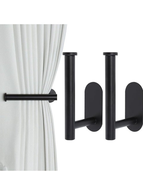 Curtain Tiebacks Adhesive Curtain Tiebacks No Drilling Adhesive Curtain Hooks (2, Black)