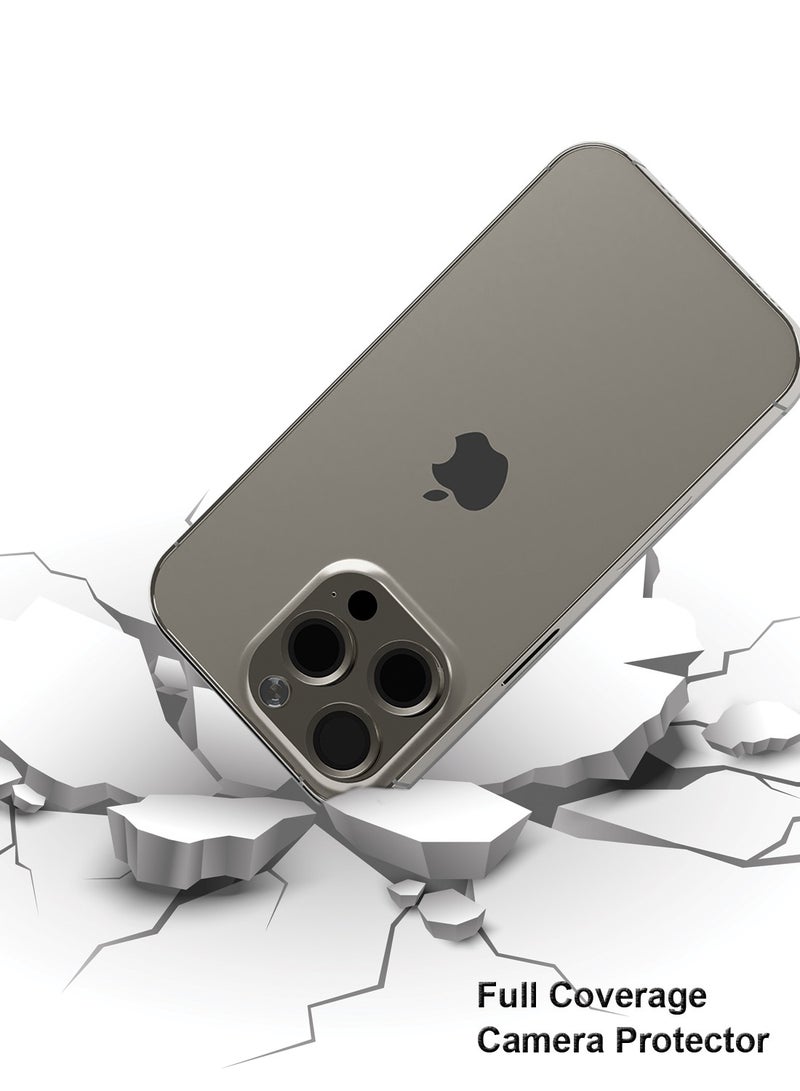 ماكس آند ماكس واقي عدسة الكاميرا لهاتف iPhone 15 Pro / 15 Pro Max - زجاج شفاف مقسّى مع حواف من الألومنيوم، وطلاء مضاد للانعكاس وواقي عدسة مقاوم للخدش - أبيض - Image 3